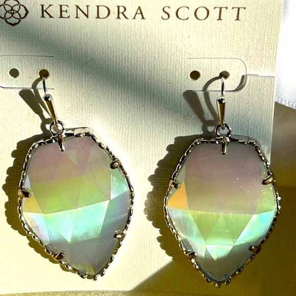 Like New RARE Kendra Scott Corley Earrings Silver & Slate Iridescent GORGEOUS! - Picture 12 of 16